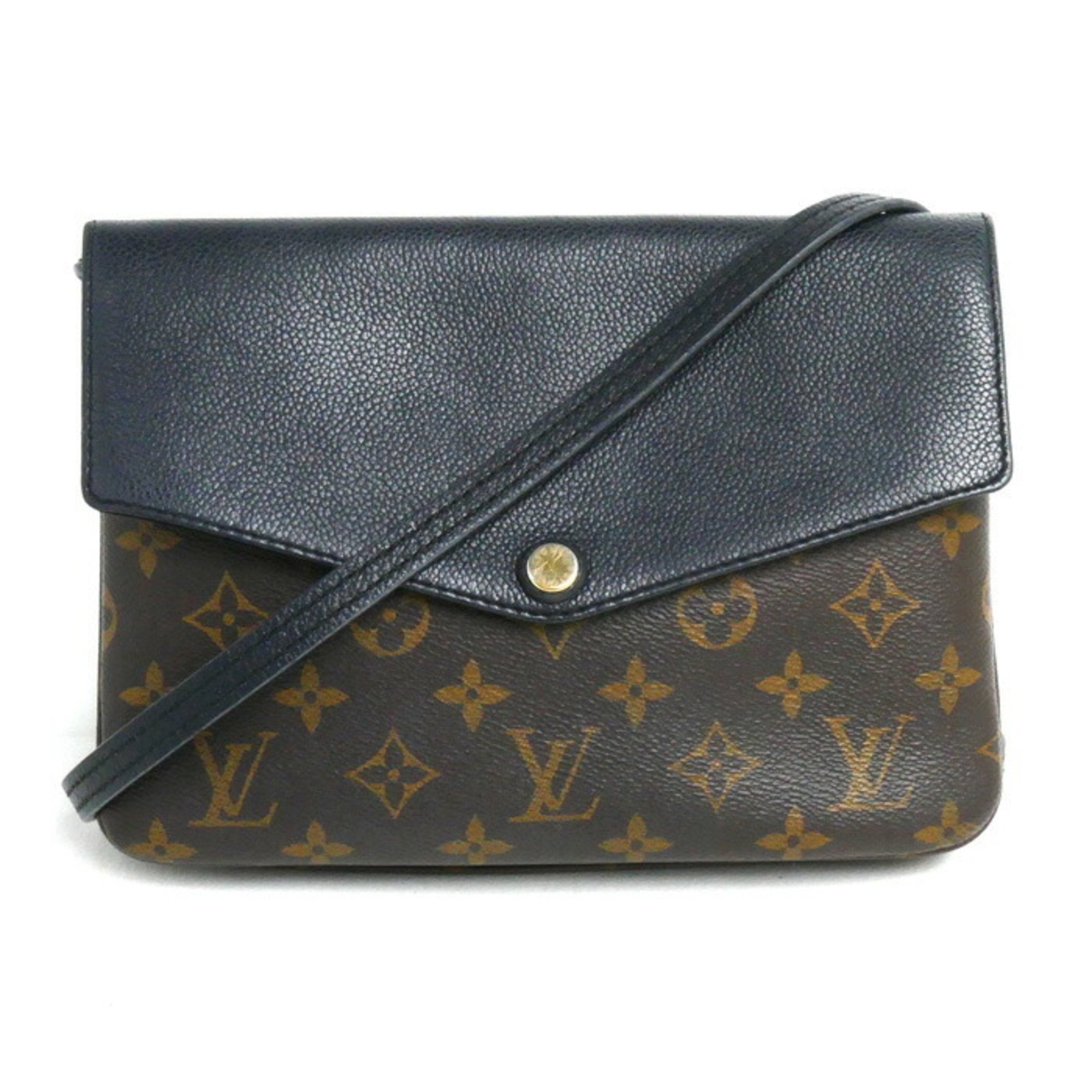 LOUIS VUITTON Louis Vuitton Twice Shoulder Bag Monogram Brown Black M50185 Women's