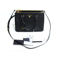 PRADA Galleria Saffiano Leather Medium 2-Way Shoulder Bag Black 1BA863 Women's