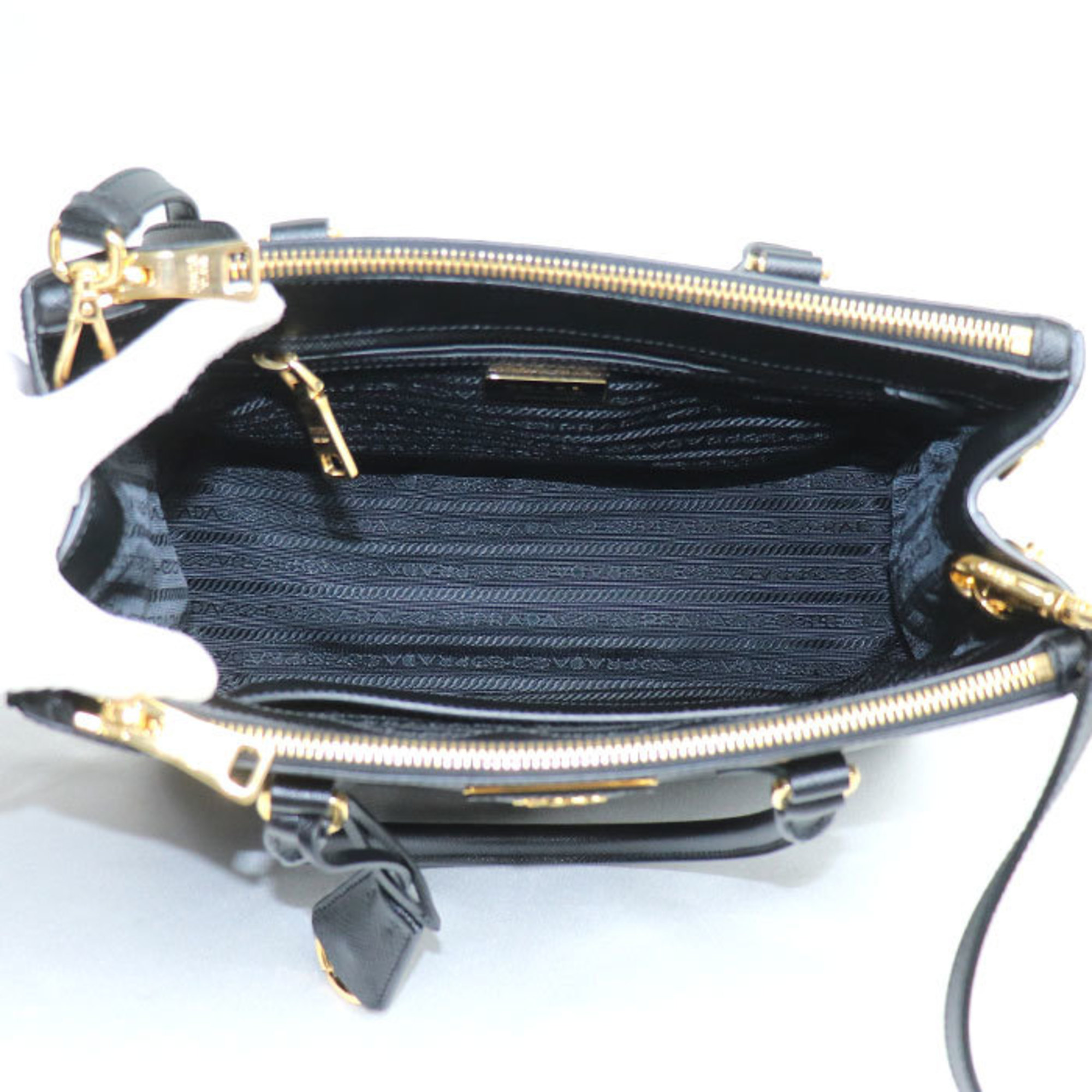 PRADA Galleria Saffiano Leather Medium 2-Way Shoulder Bag Black 1BA863 Women's