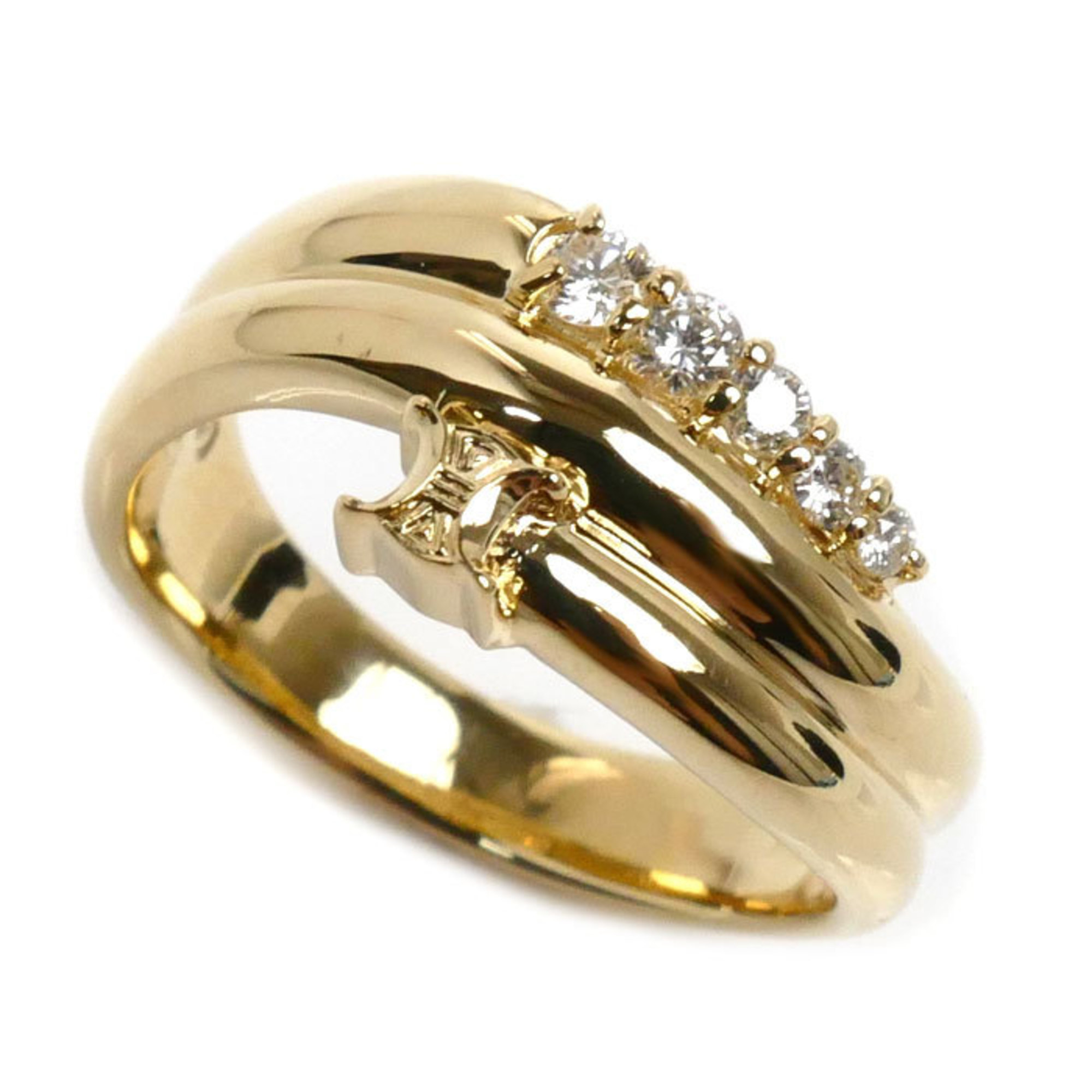 CELINE 18K Yellow Gold Triomphe Diamond Ring, 0.15ct, Size 11, 5.8g, Women's