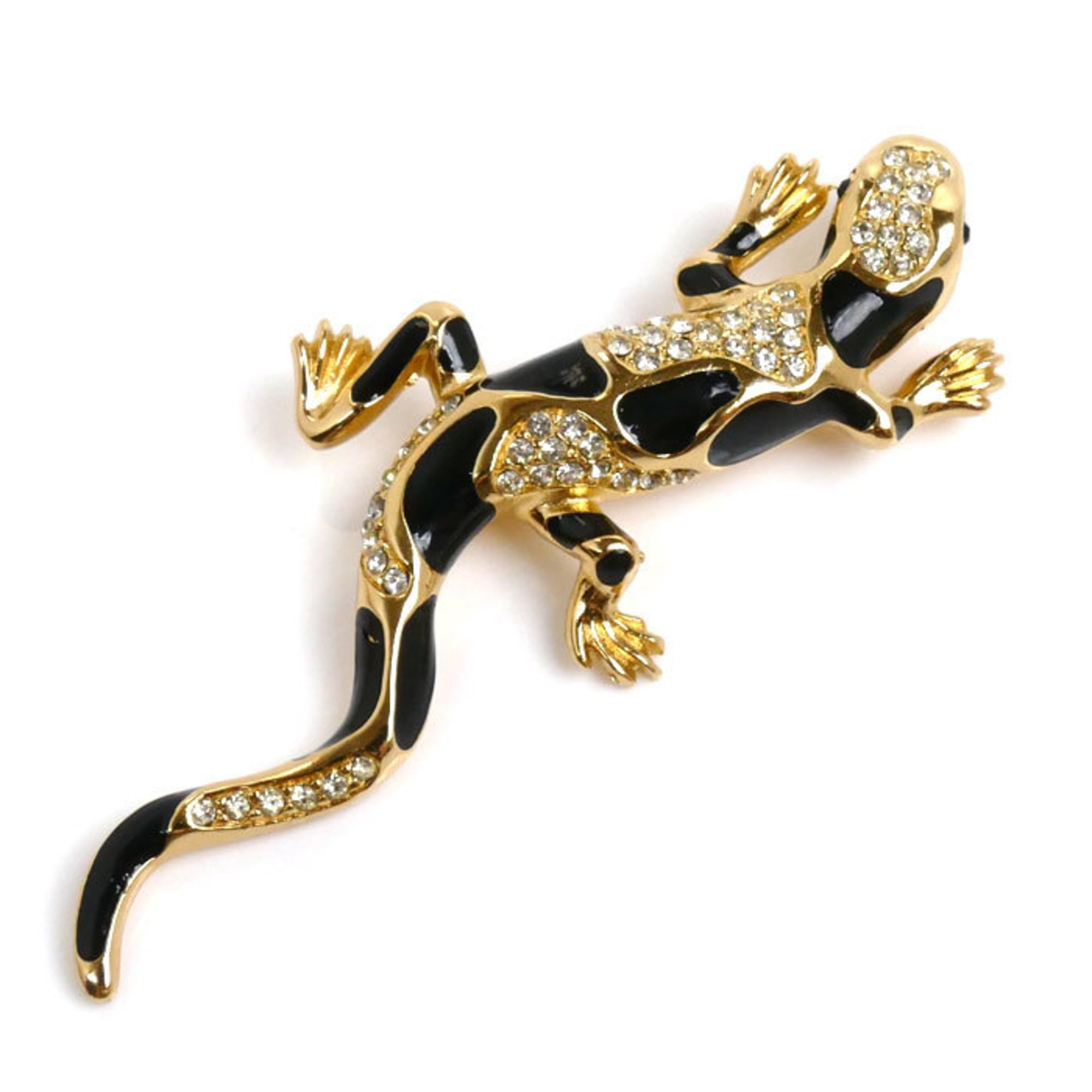 Christian Dior GP Rhinestone Lizard Motif Brooch 14.4g Unisex