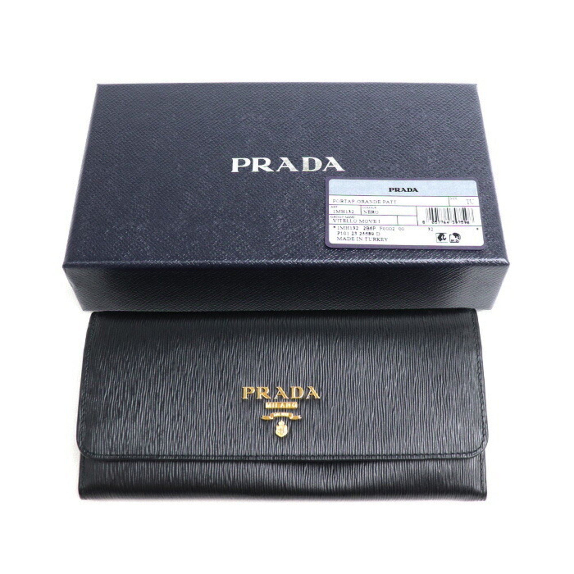 PRADA Prada Long Wallet Black 1MH132 Women's