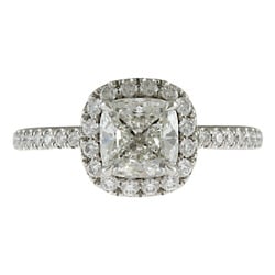 Harry Winston Cushion Cut Micro Pavé Ring, Winston, Size 7.5, Pt950 Platinum, Diamond, 1.02ct, Women's, HARRY WINSTON