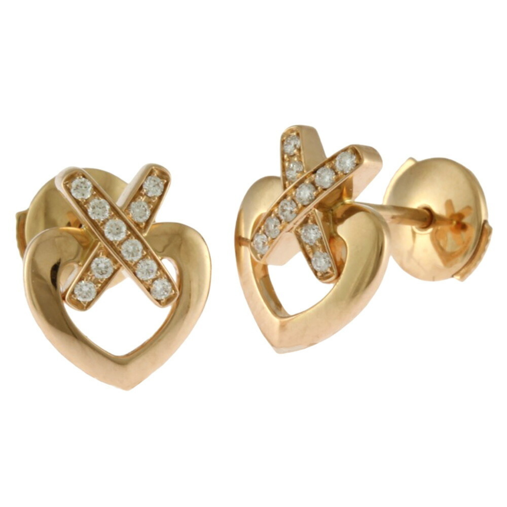 Chaumet Lien Earrings 18K Diamond Women's Heart