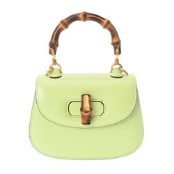 GUCCI Bamboo Light Green 686864 Women's Calfskin Handbag