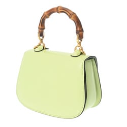 GUCCI Bamboo Light Green 686864 Women's Calfskin Handbag