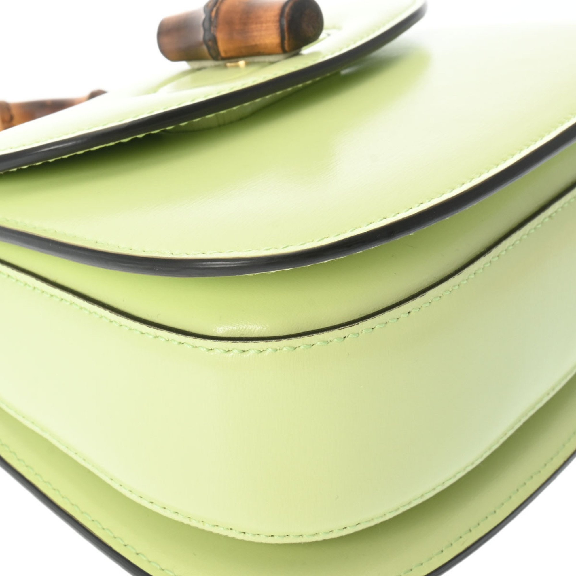 GUCCI Bamboo Light Green 686864 Women's Calfskin Handbag