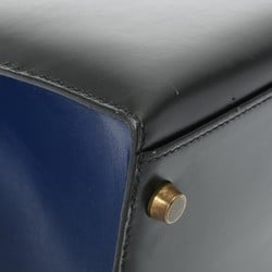 HERMES Kelly 32 Outer Stitching Black/Blue Roy 〇U Stamp (around 1991) Women's Box Calf Handbag