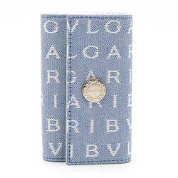 BVLGARI Bvlgari Lettare Mania 6-Key Case Canvas Leather Light Blue 22356