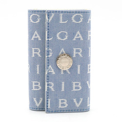 BVLGARI Bvlgari Lettare Mania 6-Key Case Canvas Leather Light Blue 22356