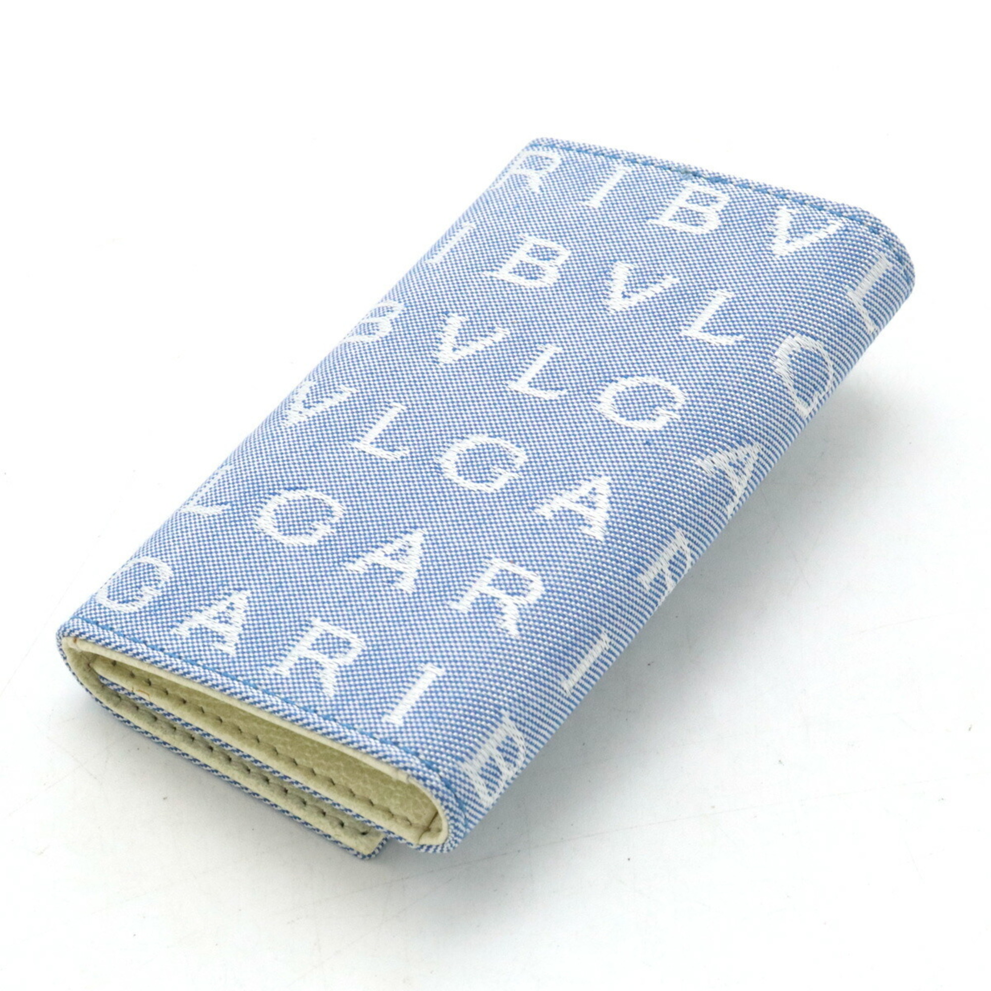 BVLGARI Bvlgari Lettare Mania 6-Key Case Canvas Leather Light Blue 22356