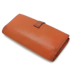 HERMES Bearn 2PLIS Dupri Tri-fold Long Wallet Chevre Leather Orange H Stamp