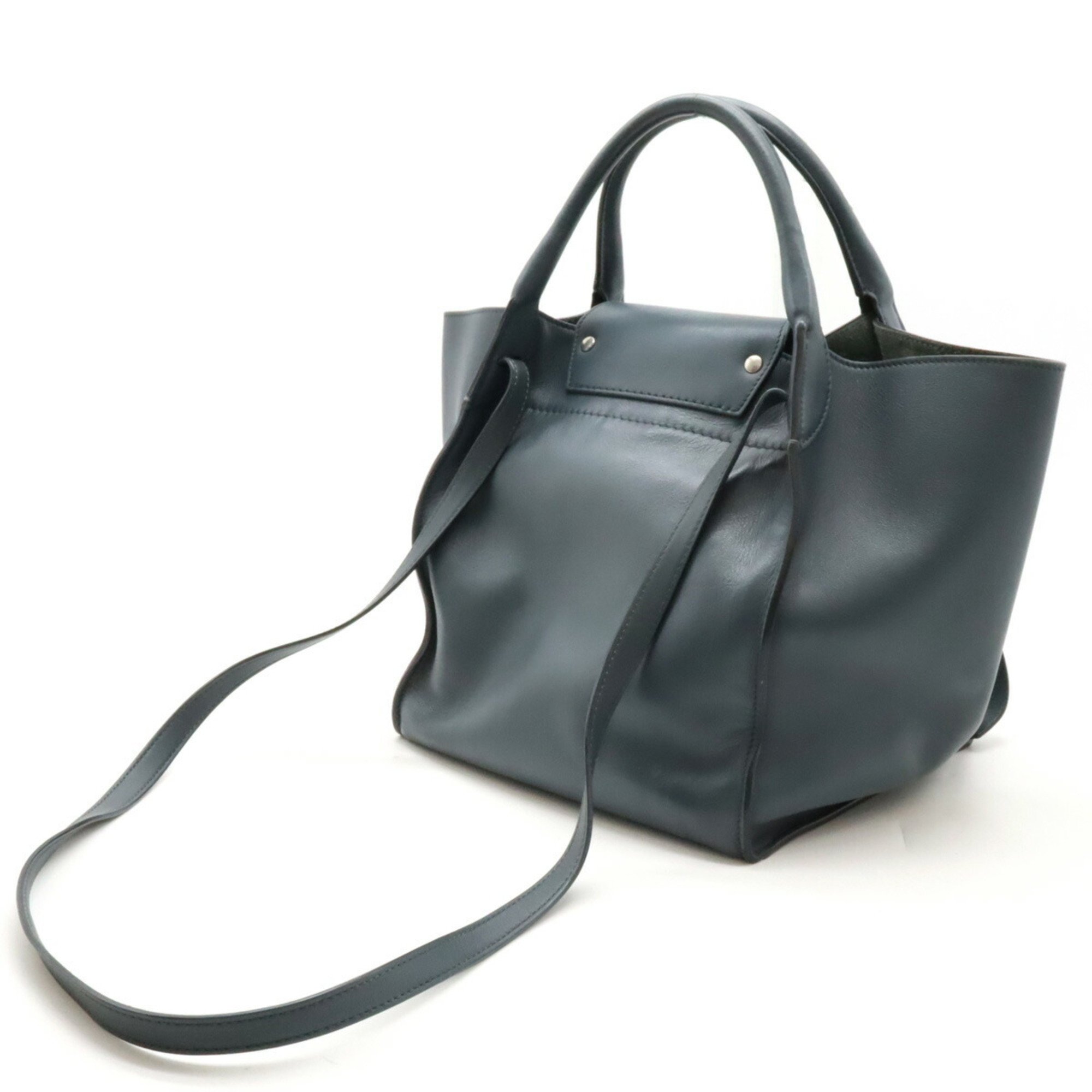 CELINE Big Bag Small Handbag Shoulder Leather Blue Gray 183313