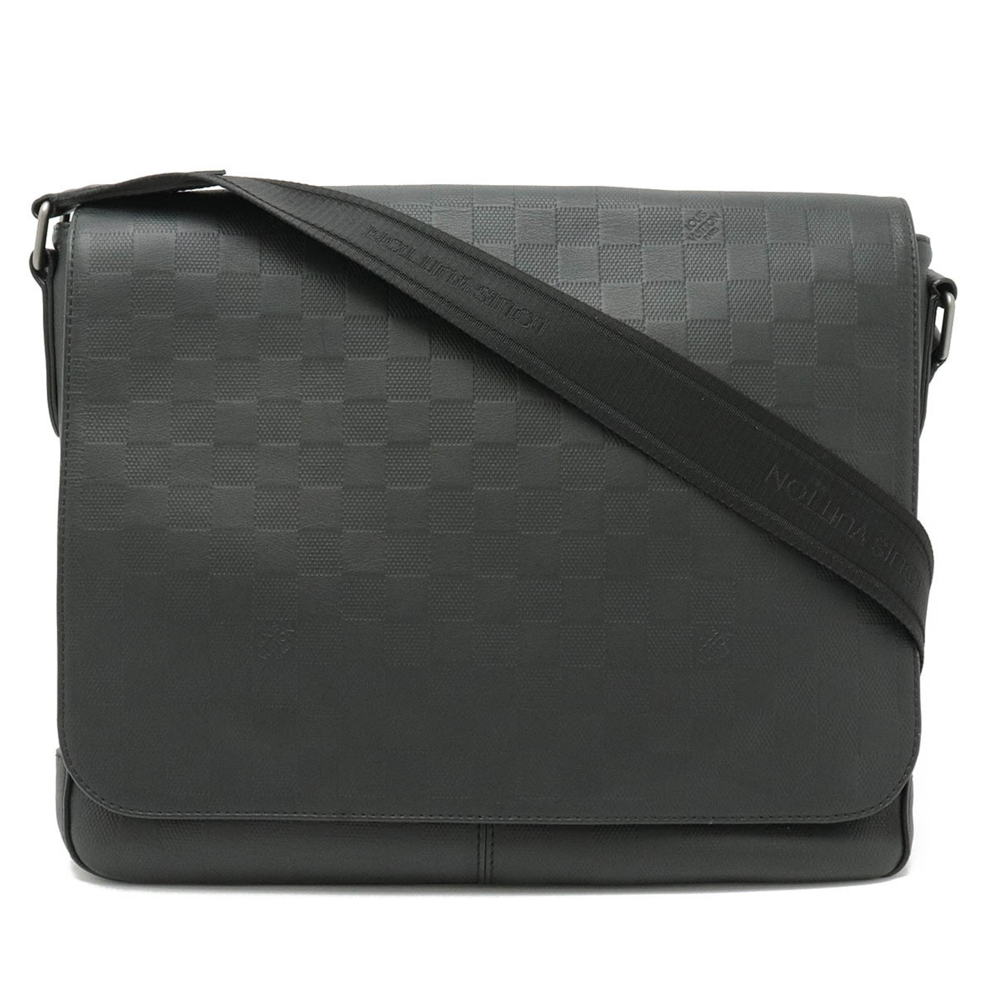 LOUIS VUITTON Damier Infini District MM Shoulder Bag Onyx Black N41038