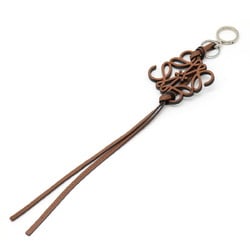 LOEWE Anagram Key Ring Holder Bag Charm Leather Brown