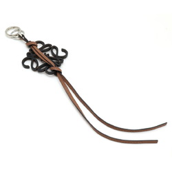 LOEWE Anagram Key Ring Holder Bag Charm Leather Brown