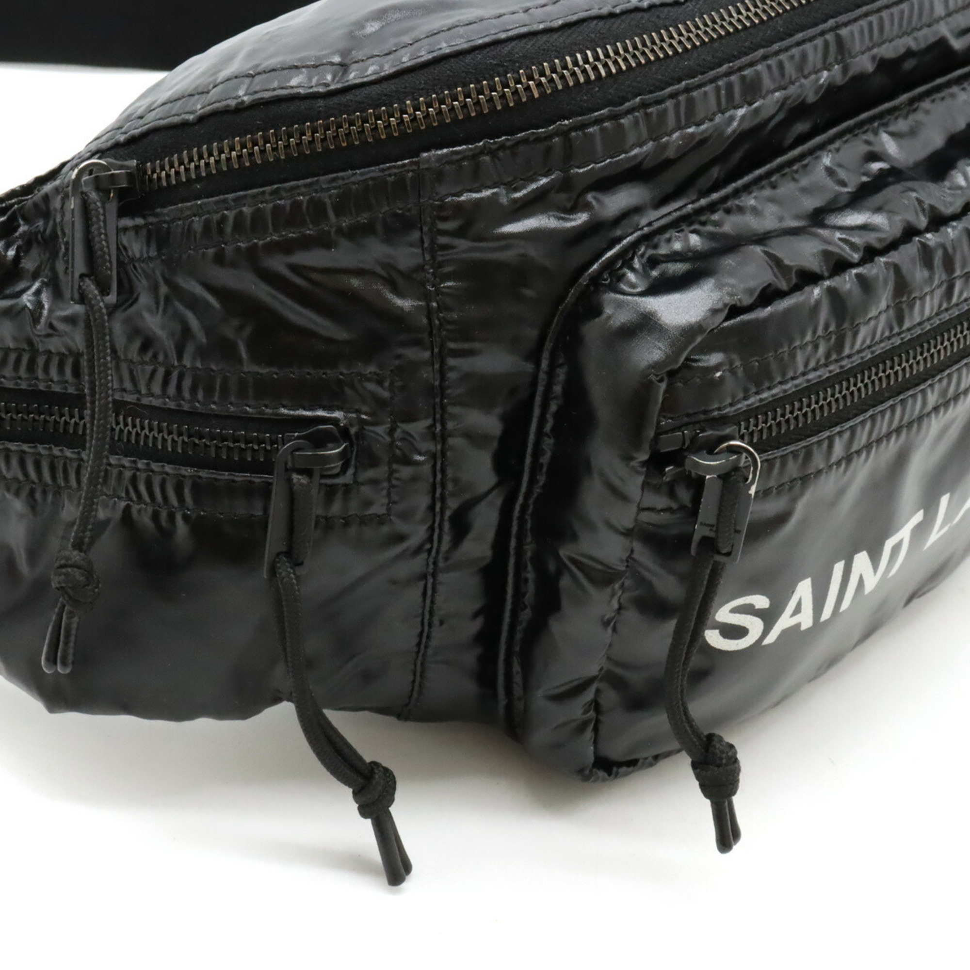 SAINT LAURENT PARIS YSL Yves Saint Laurent NUXX Waist Bag Body Nylon Black 581375