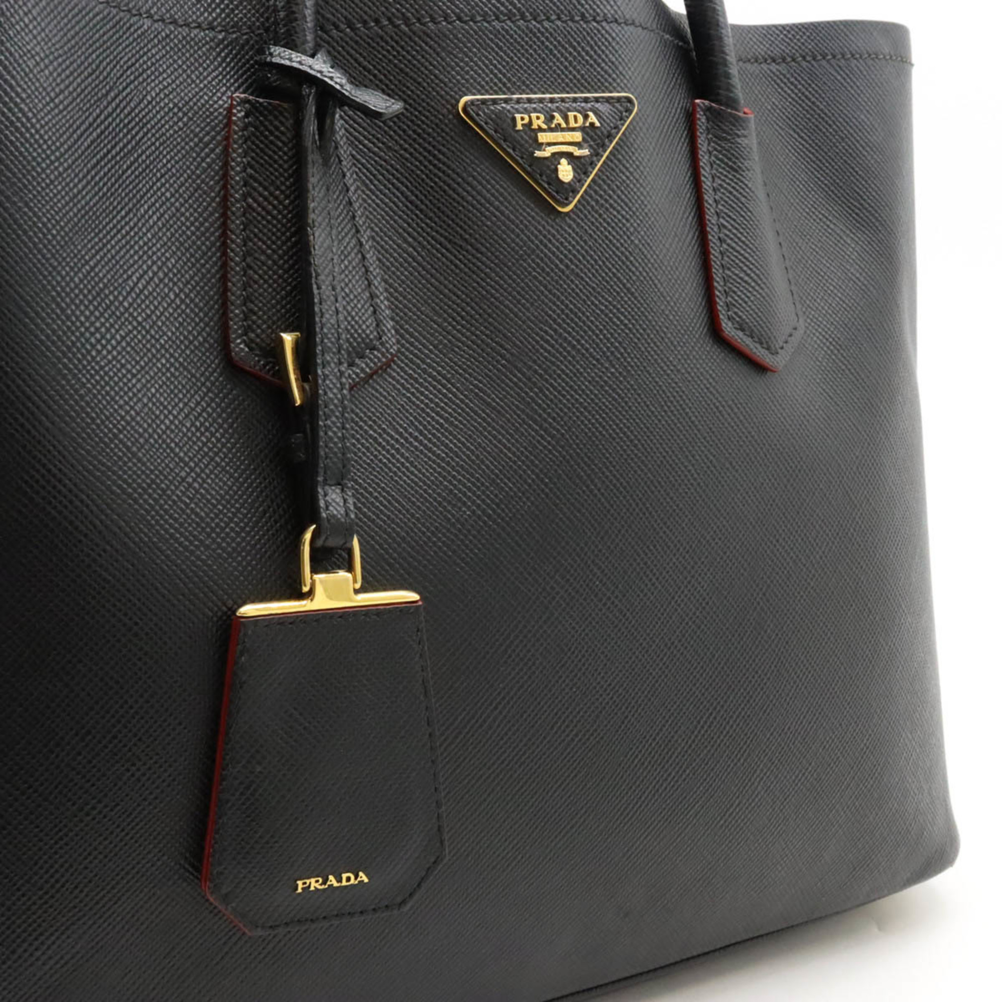 PRADA Prada Double Large Bag Tote Saffiano Leather NERO Black 1BG756