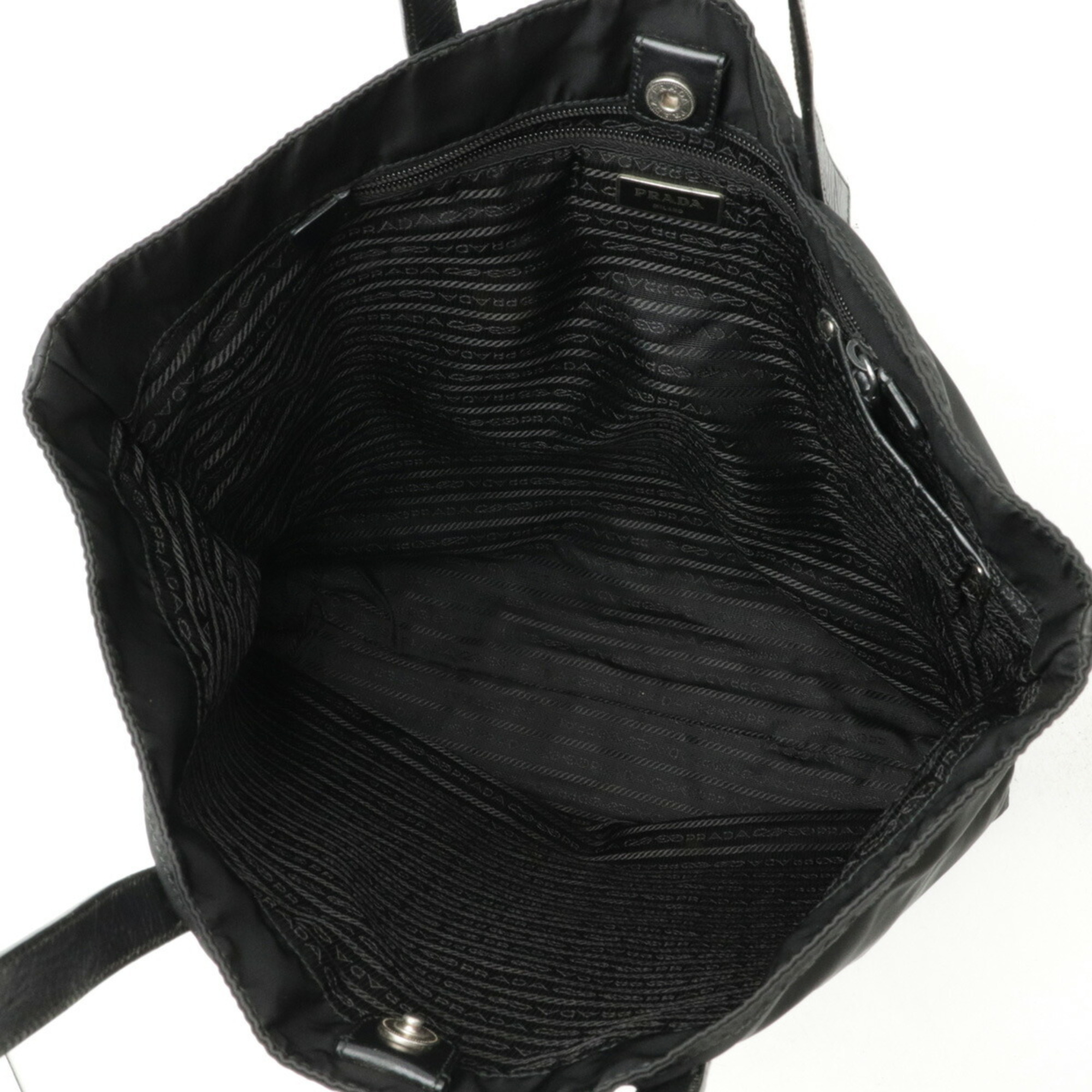 PRADA Prada Tote Bag Large Shoulder Nylon Leather NERO Black