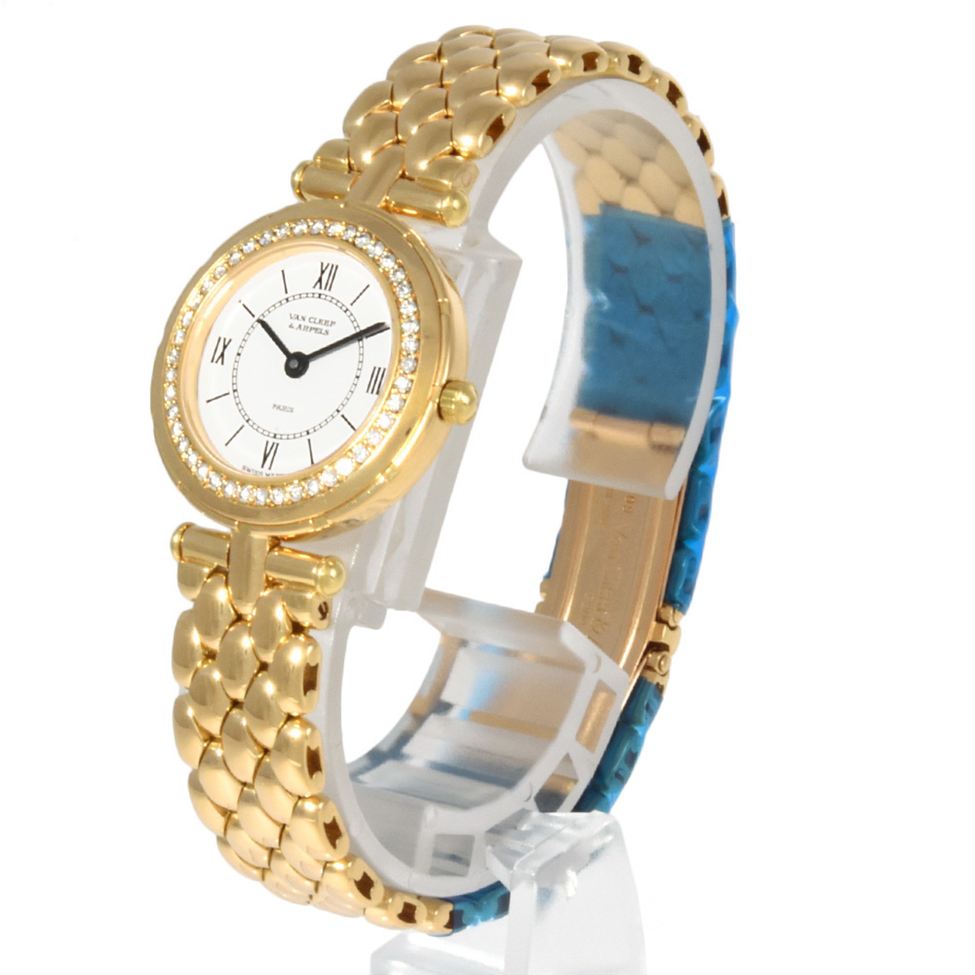 Van Cleef & Arpels La Collection Watch Quartz White Dial Diamond Bezel Solid Gold Ladies