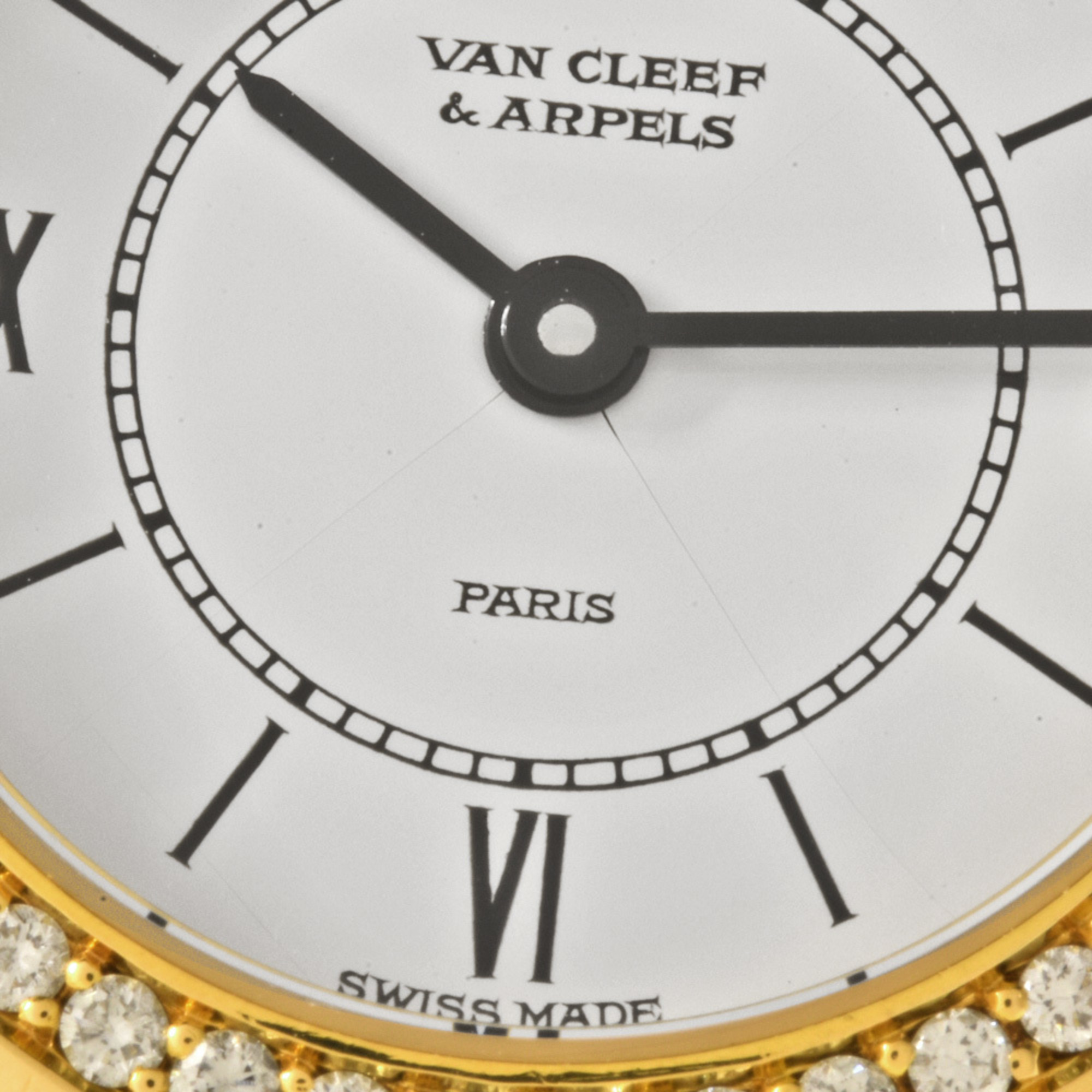 Van Cleef & Arpels La Collection Watch Quartz White Dial Diamond Bezel Solid Gold Ladies