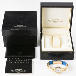 Van Cleef & Arpels La Collection Watch Quartz White Dial Diamond Bezel Solid Gold Ladies