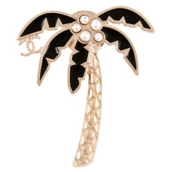 Chanel CHANEL Palm Tree Pin Brooch Metal Fake Pearl G17C Coco Mark Women's Costume