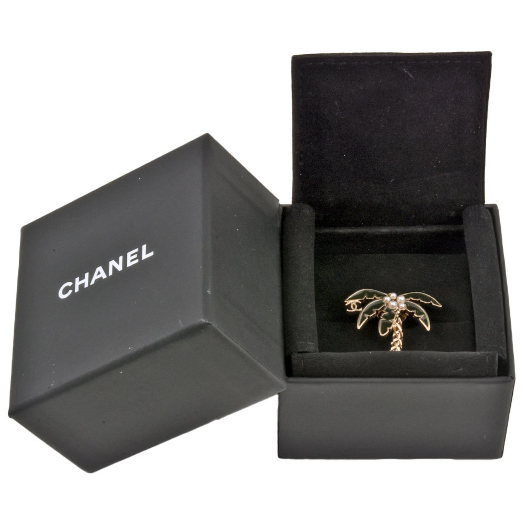 Chanel CHANEL Palm Tree Pin Brooch Metal Fake Pearl G17C Coco Mark Women's Costume