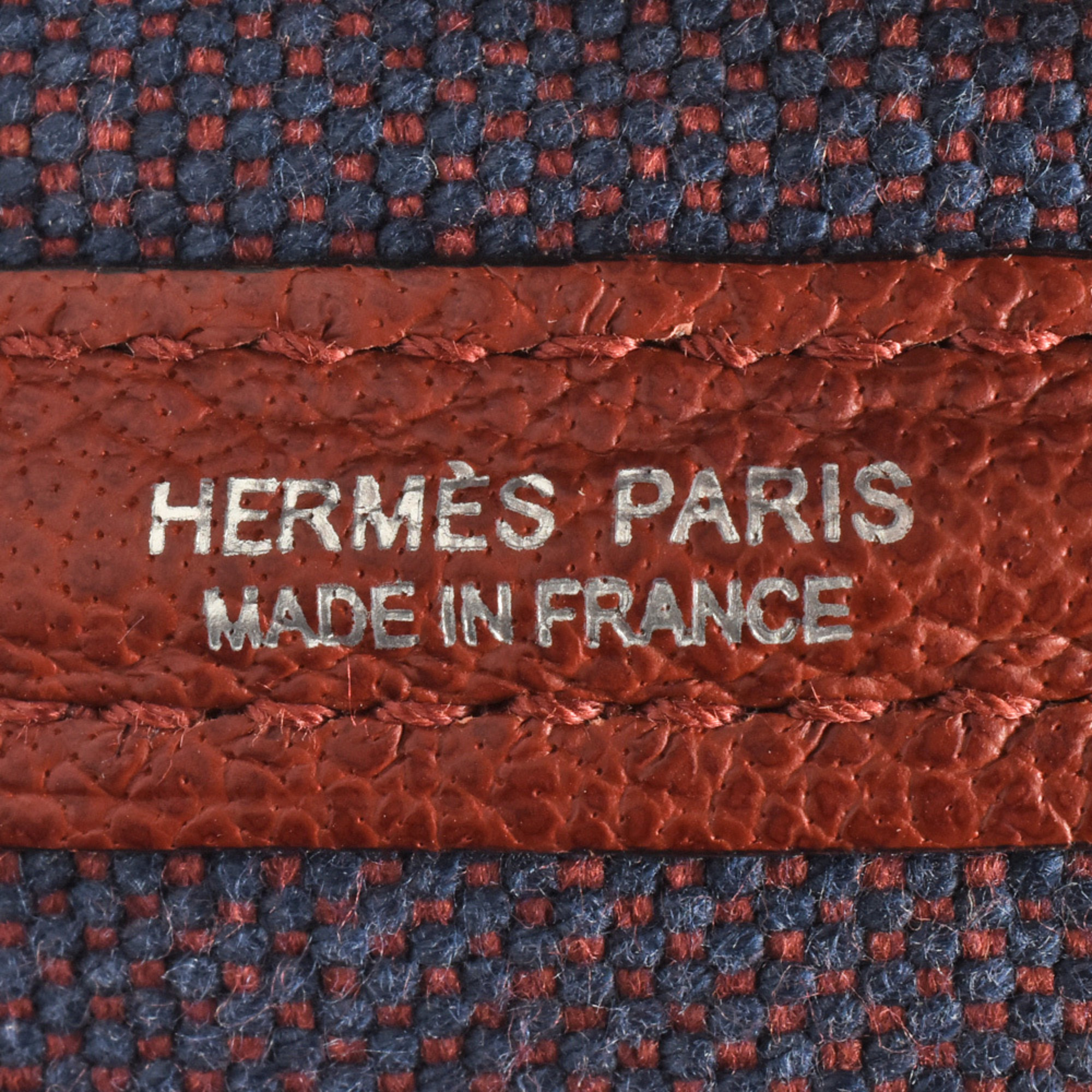 Hermes HERMES Garden TPM Tote Bag □Q stamp (manufactured around 2013) engraved Bleu de Malte Rouge H Toile Criss Cross Buffle Skipper