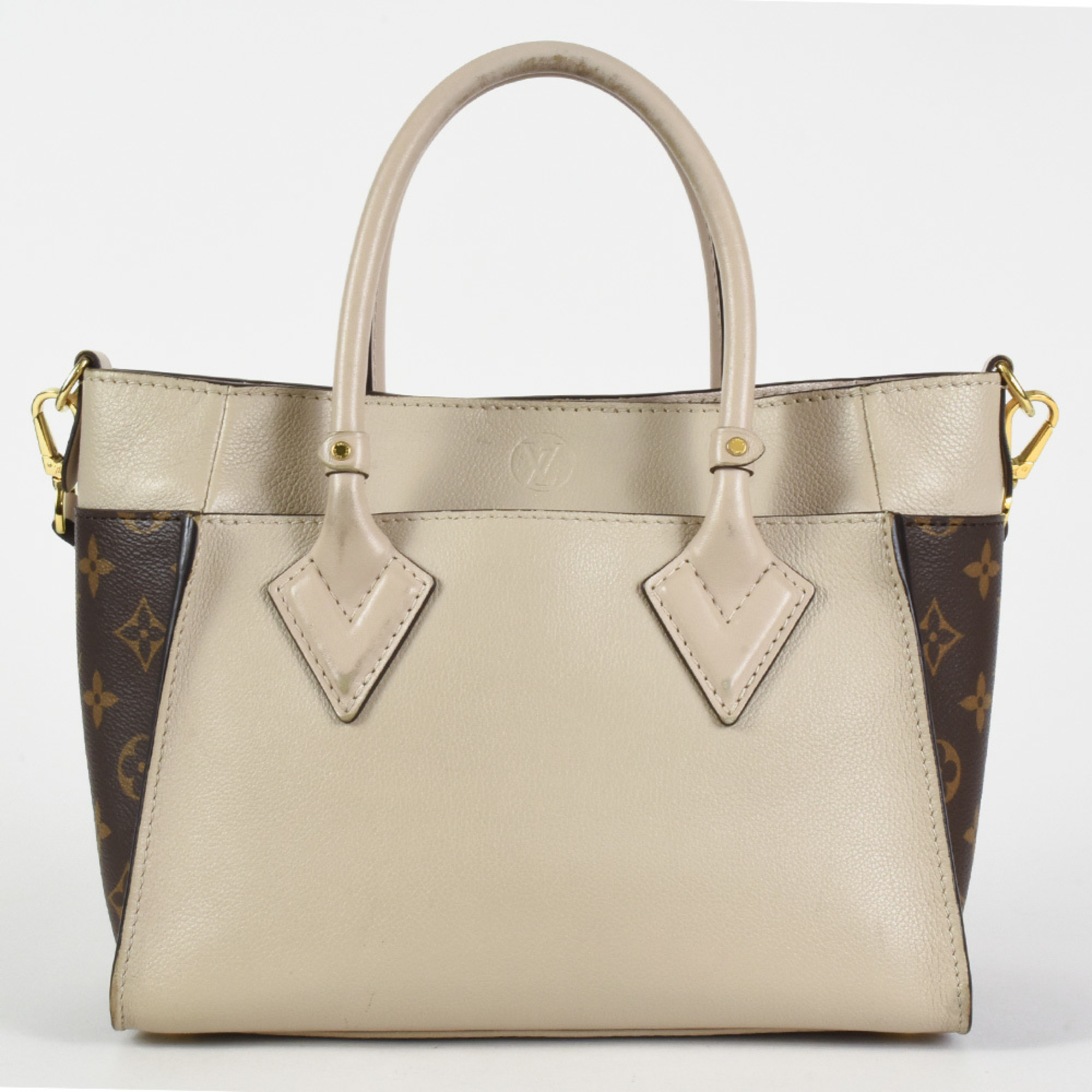 Louis Vuitton On My Side PM Handbag Calfskin M57729 Greige RFID (IC chip) built-in Monogram