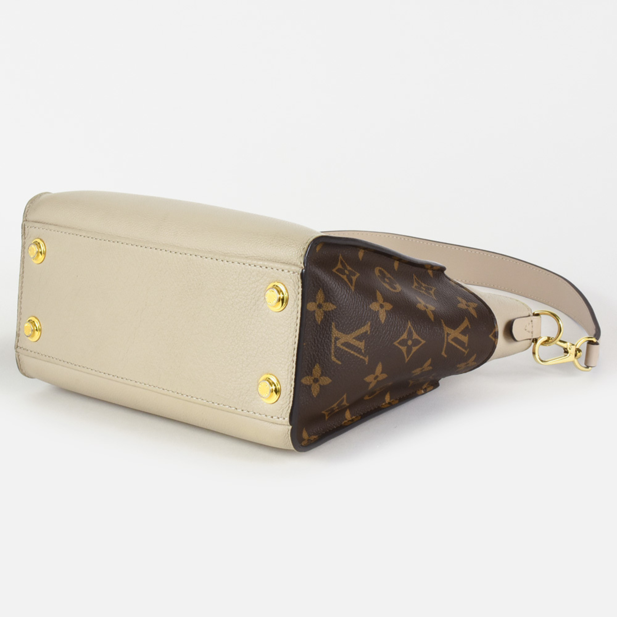 Louis Vuitton On My Side PM Handbag Calfskin M57729 Greige RFID (IC chip) built-in Monogram