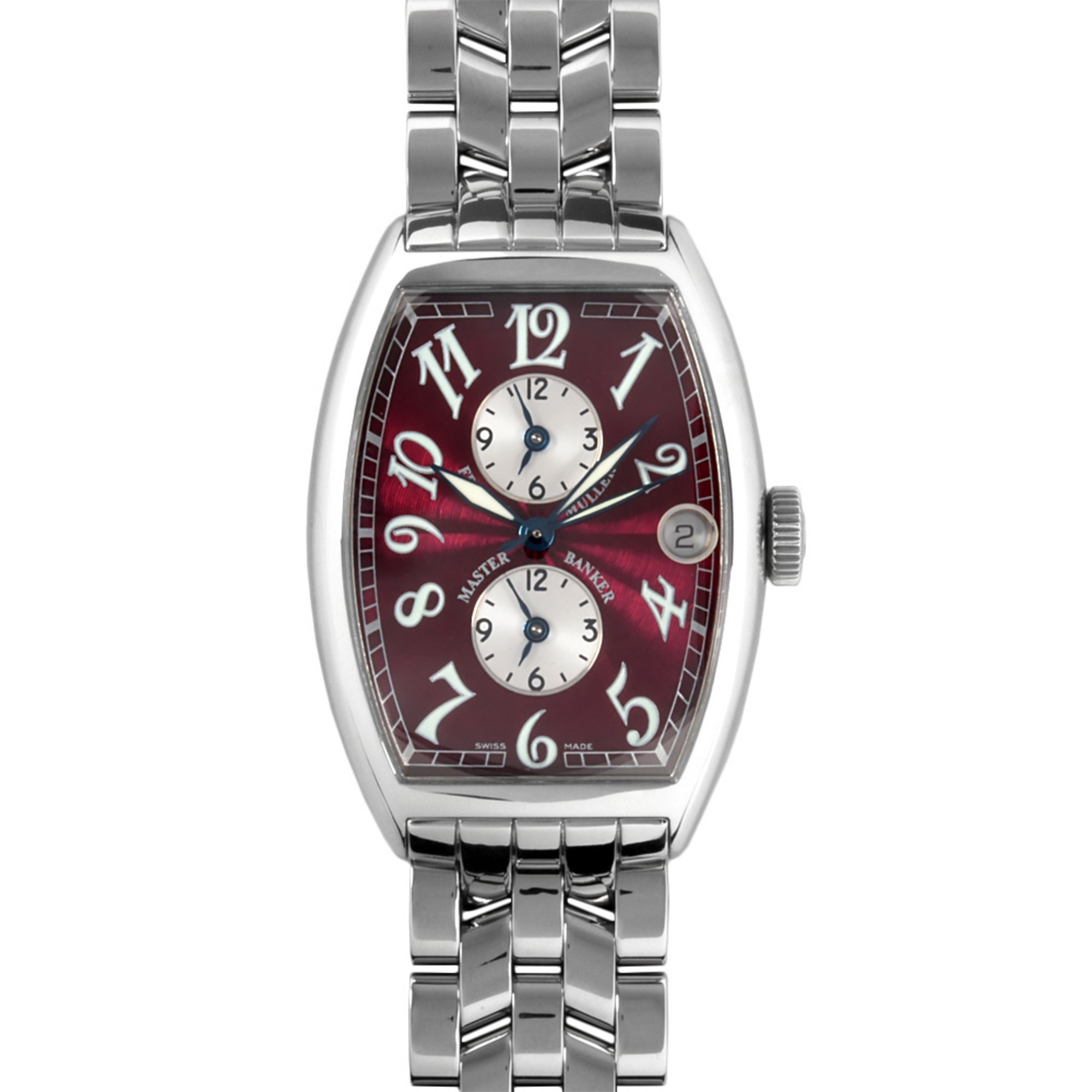 FRANCK MULLER 5850MB OAC Master Banker Watch Automatic Bordeaux Dial SS Men's