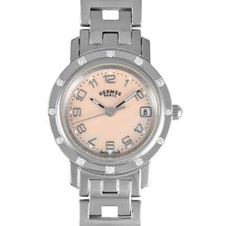 Hermes HERMES CL4.230 Clipper Nacle Watch Quartz Pink Shell Dial SS Ladies