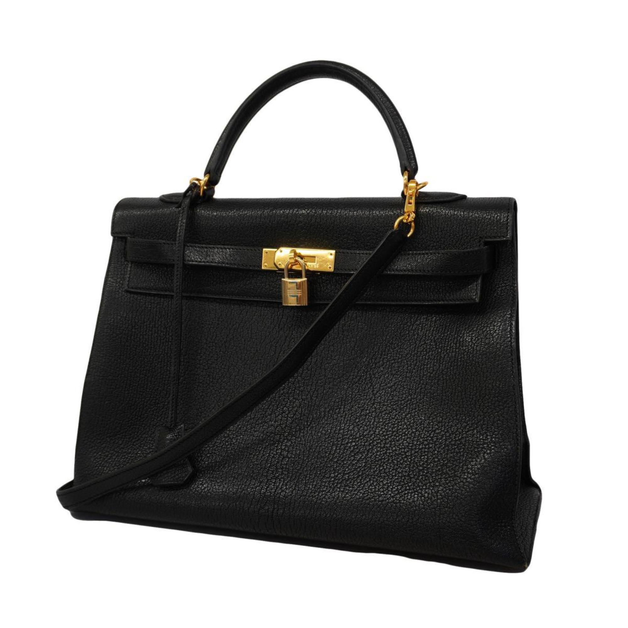 Hermes handbag Kelly 35 □I stamp Chevre black ladies