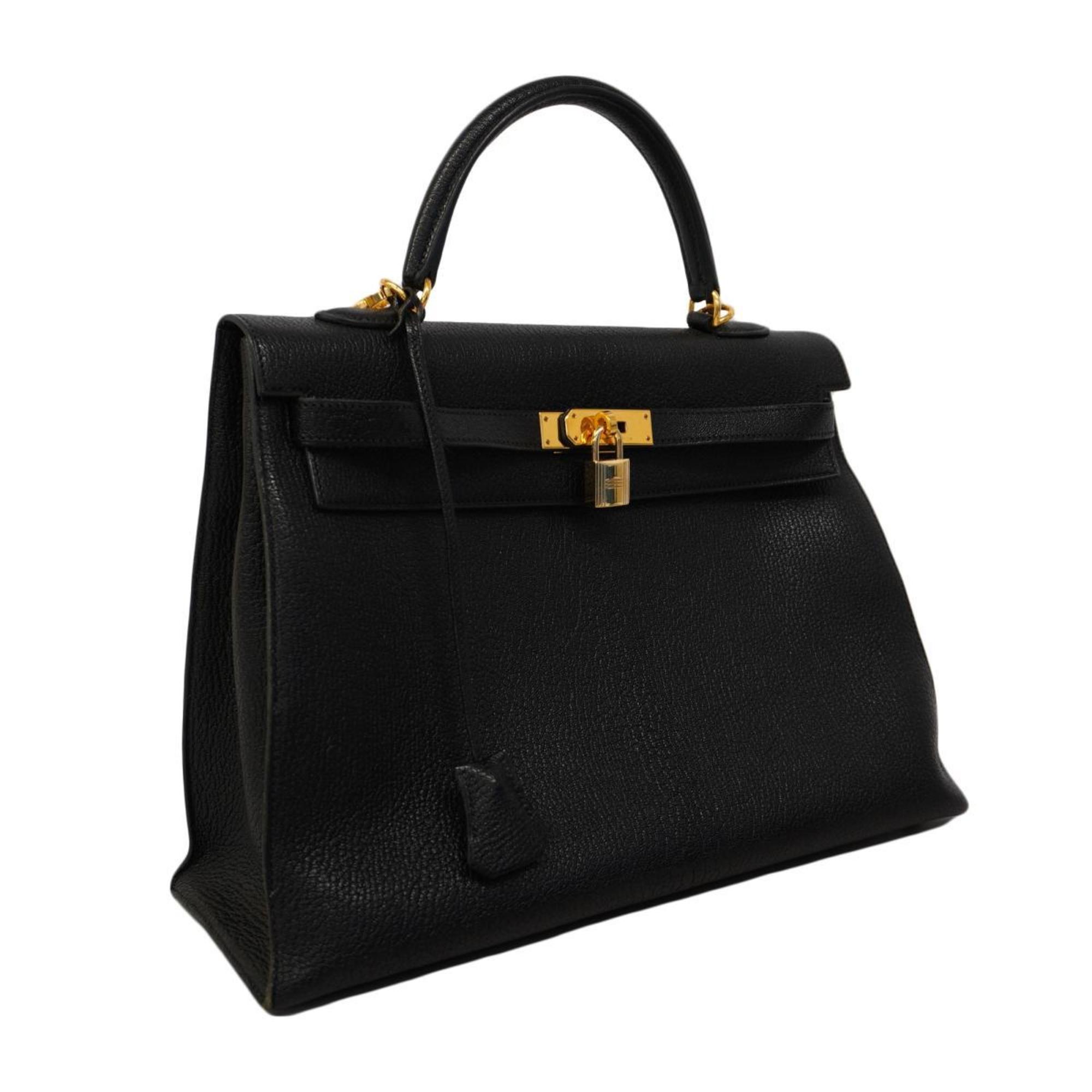 Hermes handbag Kelly 35 □I stamp Chevre black ladies