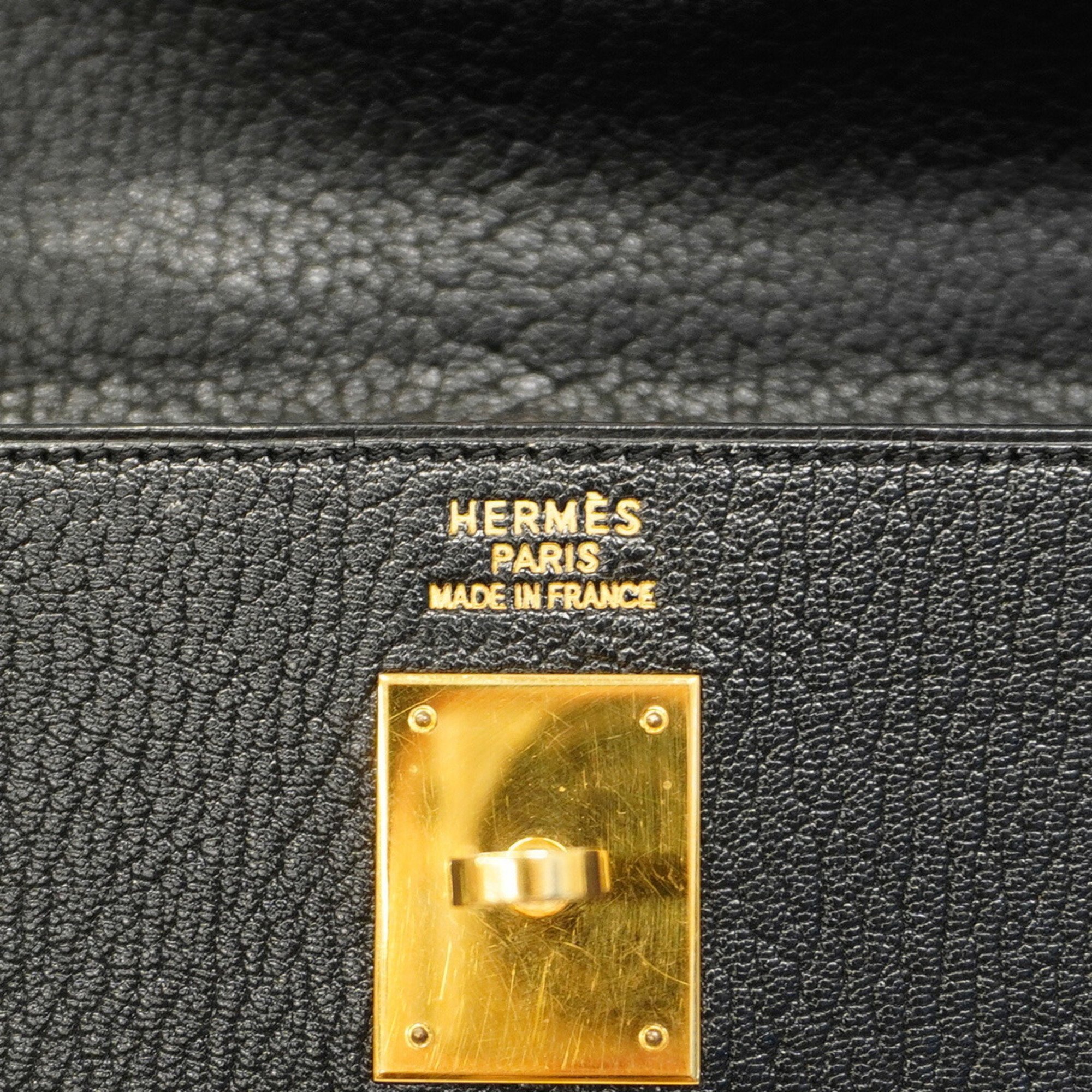 Hermes handbag Kelly 35 □I stamp Chevre black ladies