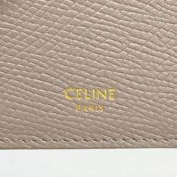 Celine wallet/coin case leather beige women's