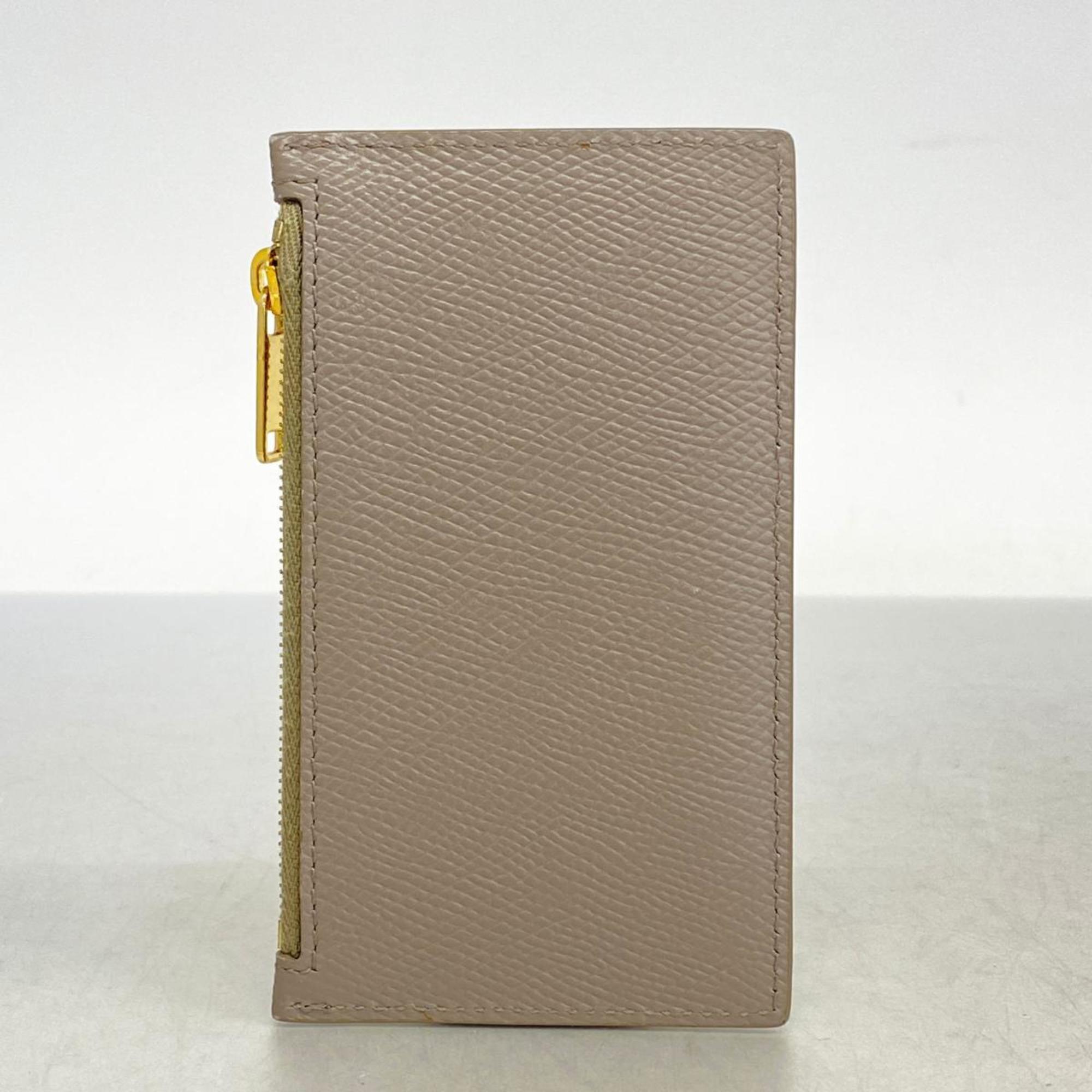 Celine wallet/coin case leather beige women's