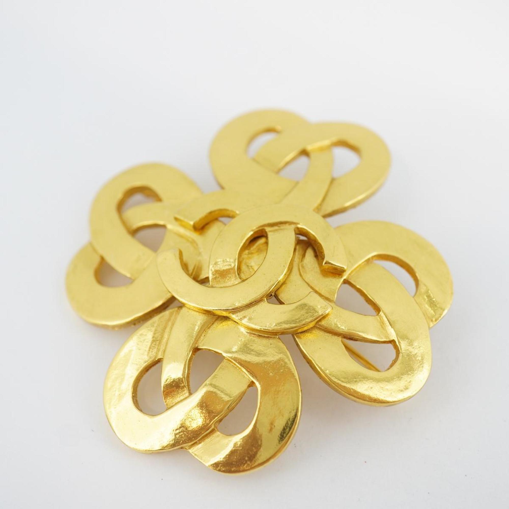 Chanel Brooch Coco Mark GP Plated Gold 97P Women's