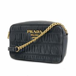 Prada Shoulder Bag Leather Black Women's