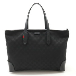 GUCCI GG Canvas Tote Bag Large Shoulder Leather Black 308928