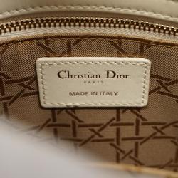 Christian Dior Handbag Cannage Lady Leather White Women's