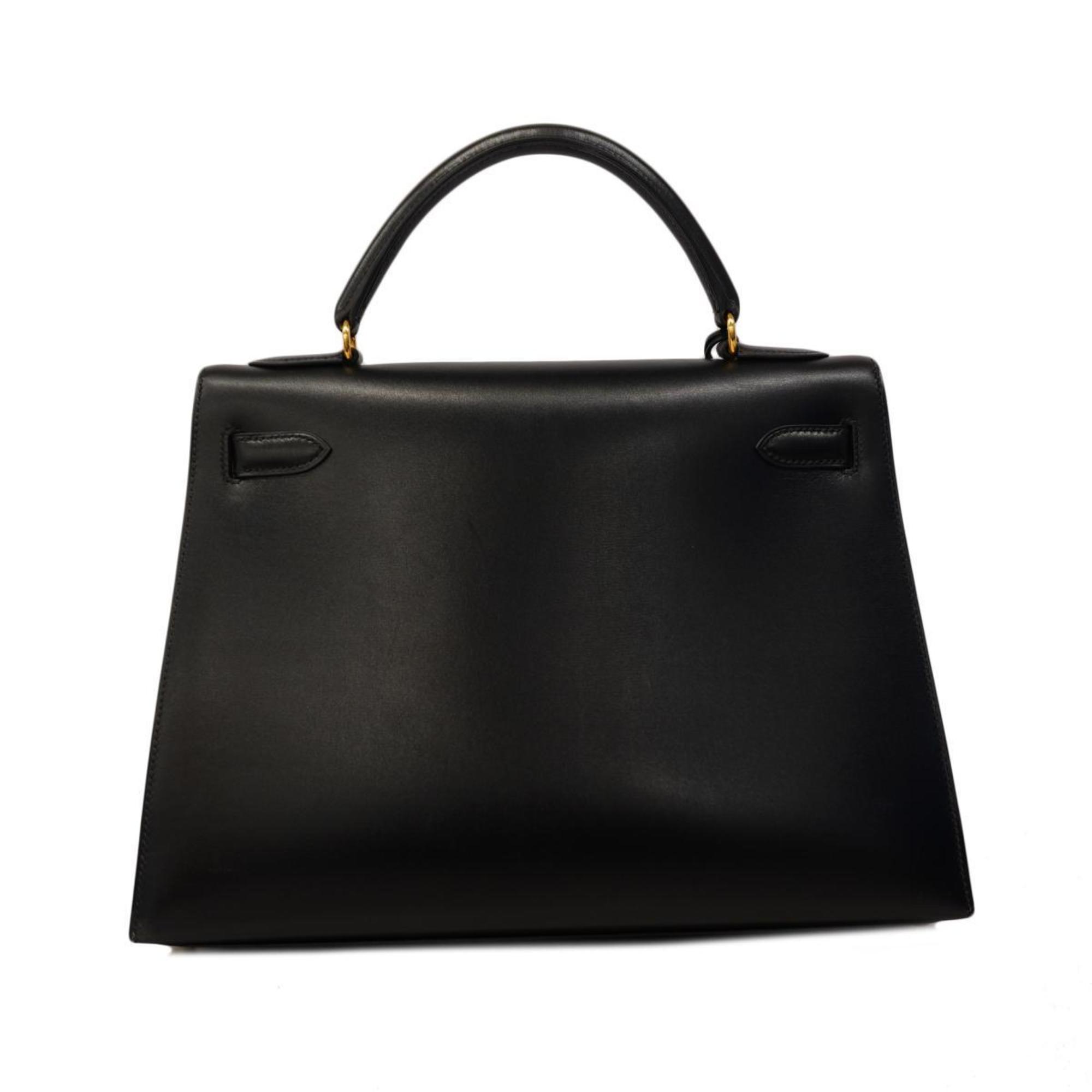 Hermes handbag Kelly 32 □B stamp box calf black ladies