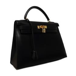 Hermes handbag Kelly 32 □B stamp box calf black ladies