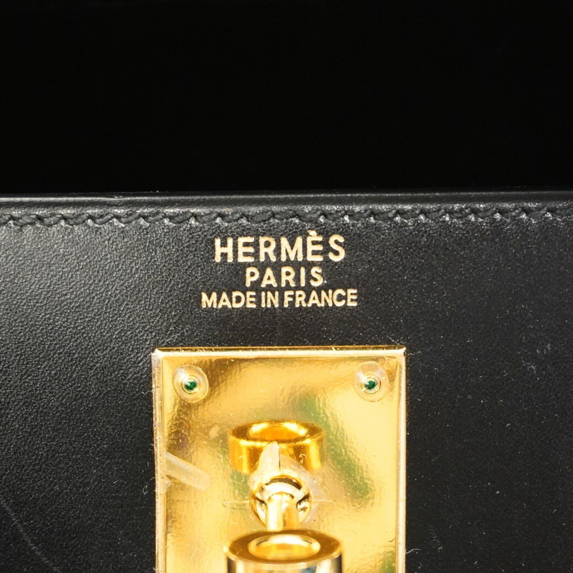 Hermes handbag Kelly 32 □B stamp box calf black ladies