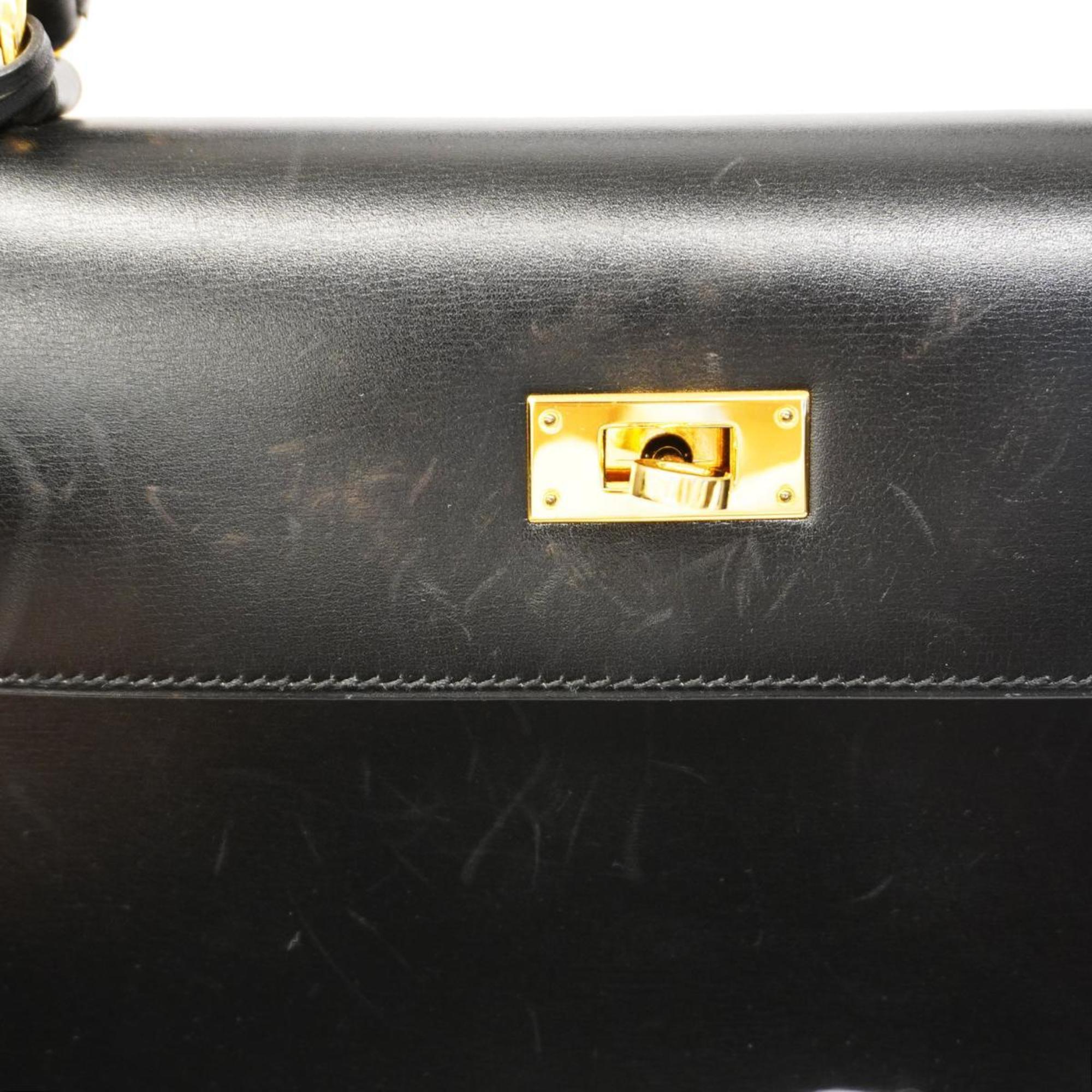 Hermes handbag Kelly 32 □B stamp box calf black ladies