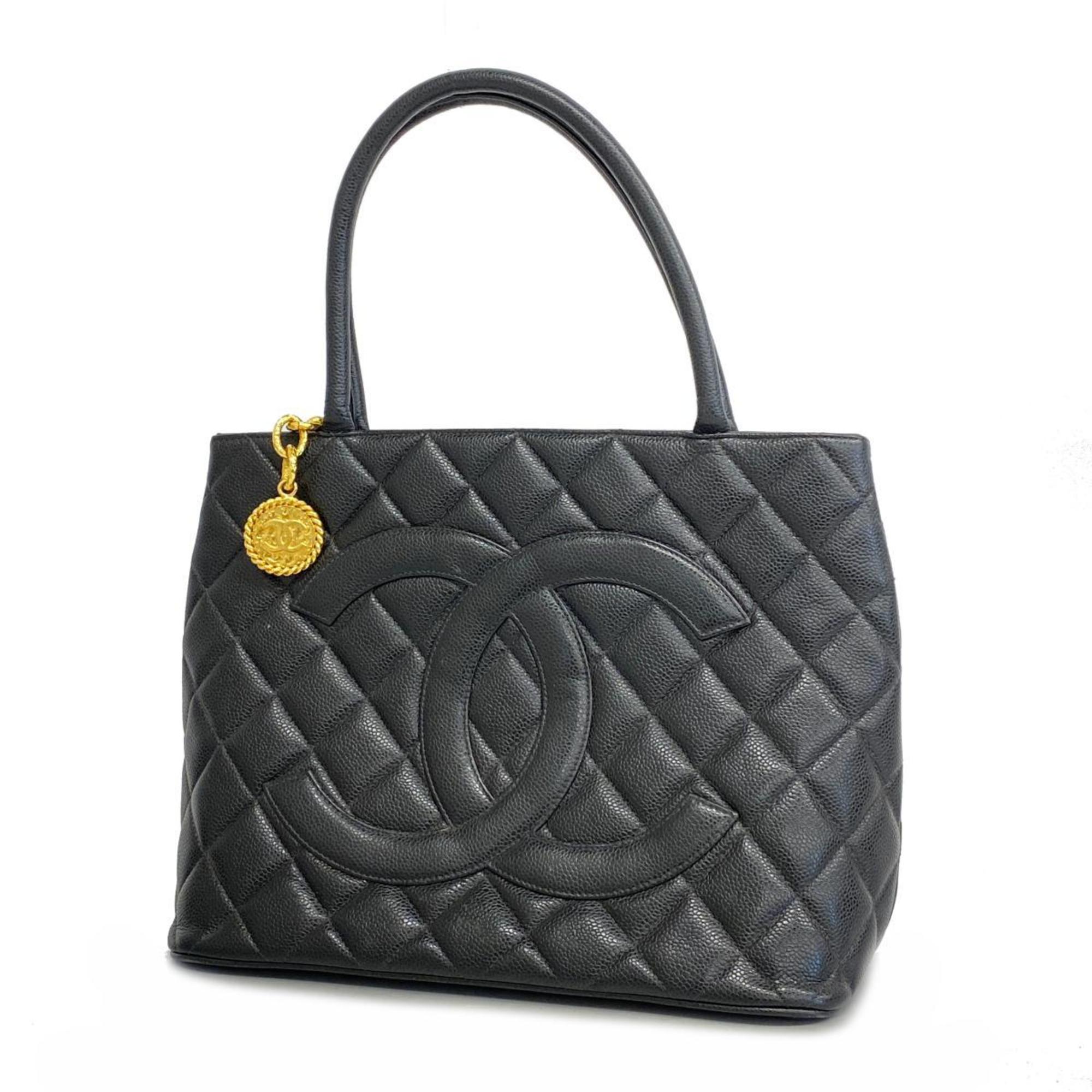 Chanel Tote Bag Reproduction Caviar Skin Black Women's