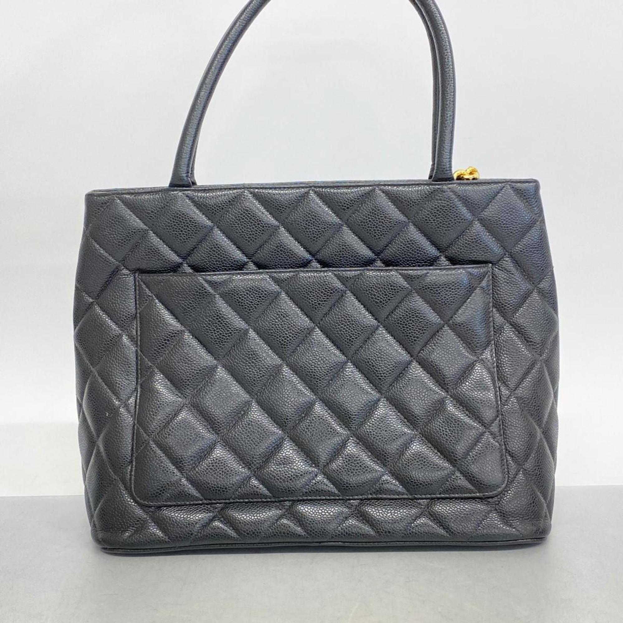 Chanel Tote Bag Reproduction Caviar Skin Black Women's