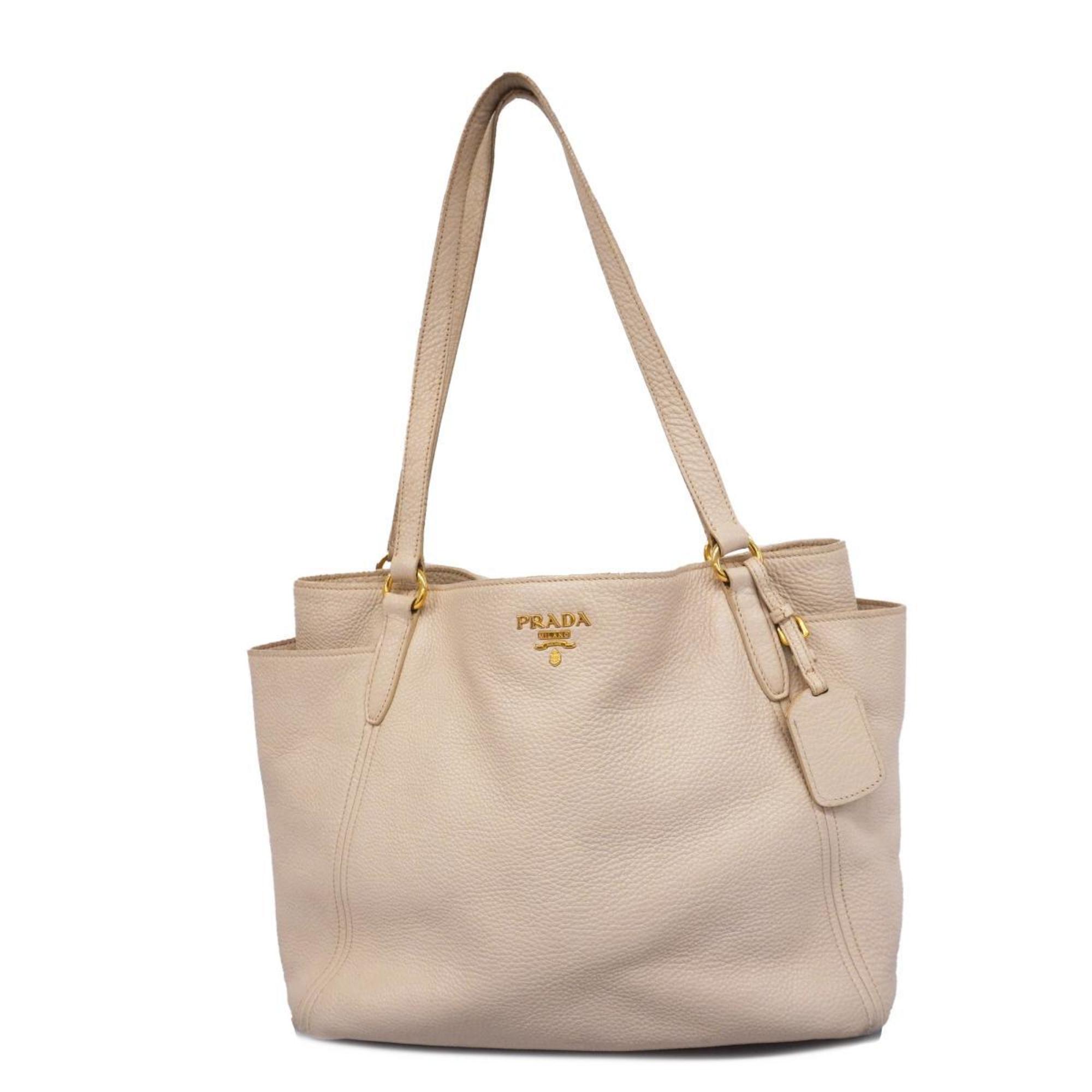 Prada shoulder bag leather ivory women's