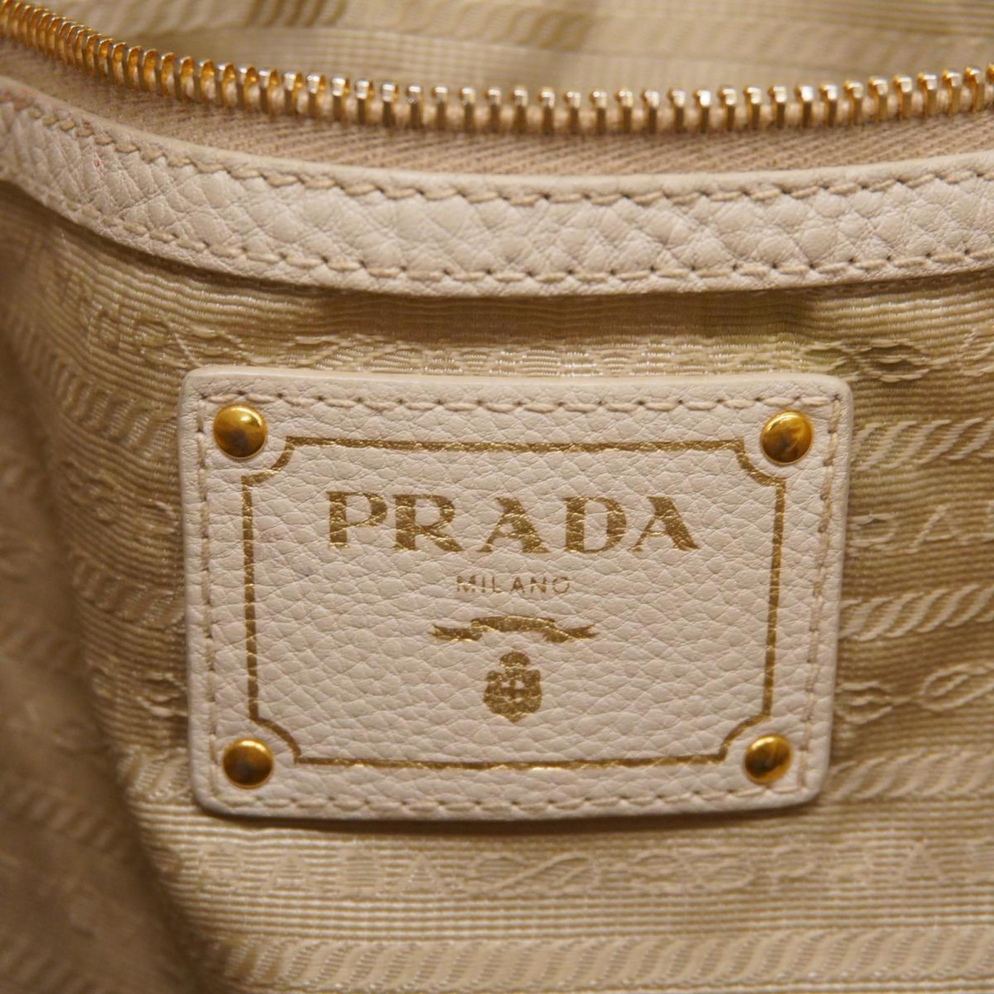 Prada shoulder bag leather ivory women's